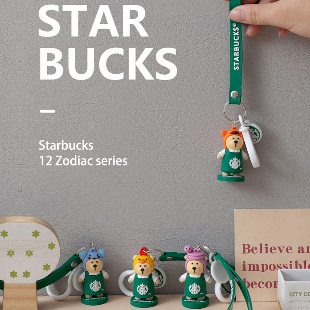 Móc khóa hình gấu Starbucks 12 cung hoàng đạo dễ thương độc đáo tùy chọn