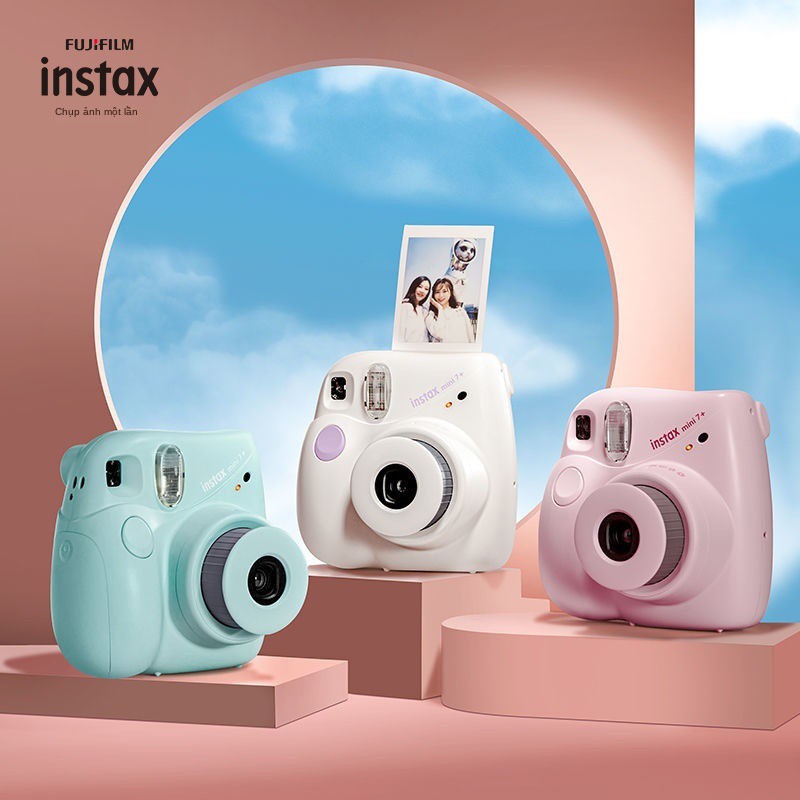 Fuji instax Polaroid mini7 + model nâng cấp mini7C, mẫu máy ảnh chụp ngắm và dùng một lần cho sinh viên