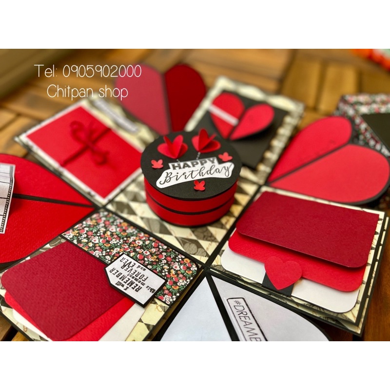 Hộp lovebox tình yêu - hộp quà dán ảnh kỉ niệm màu đỏ