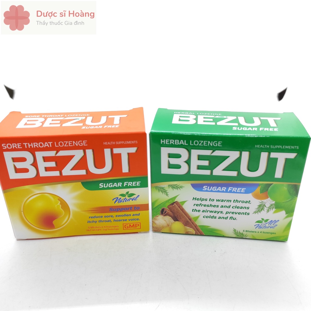 Viên Ngậm BEZUT Không Đường - Chăm Sóc Thanh Quản - Hộp 20 viên