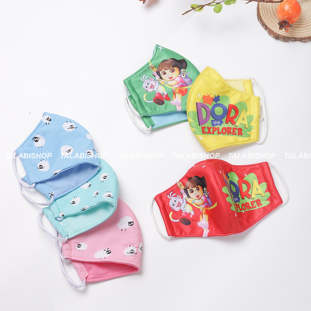 Khẩu trang vải cho bé Tai thỏ 2 lớp 100% COTTON, kháng khuẩn, chắn gió bụi, thông thoáng dùng hàng ngày Talabishop