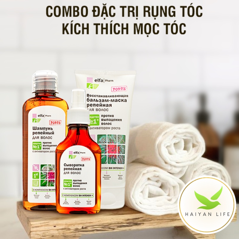 Bộ sản phẩm dầu gội kích thích m.ọ.c tóc Ngưu Bàng Elfa Pharm Ba Lan 200ml