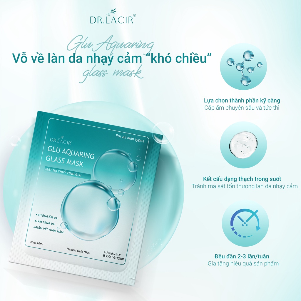 Mặt nạ anhthushop Mặt nạ thuỷ tinh Dr lacir Glutathione giảm mụn sáng da ngăn ngừa lão hóa hộp 6 miếng