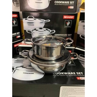 BỘ 2 NỒI INOX CAO CẤP CHỐNG DÍNH- THƯƠNG HIỆU SHARP ⚜️⚜️⚜️