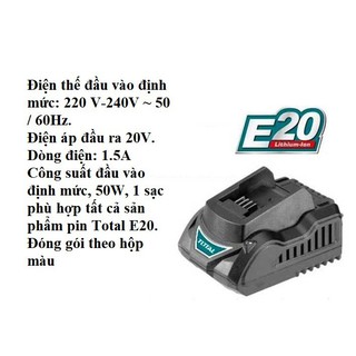 20V Pin và Sạc TOTAL  TBLIE2001/TFBLI2001/TFBLI2002/TCLIE2002/TFCLI2001/TFCLI2003/ TUCLI2001