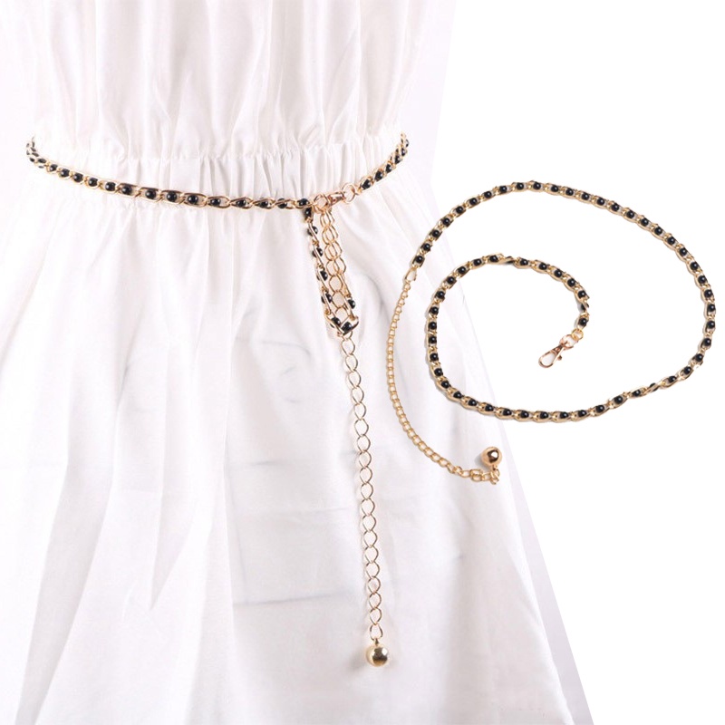 Thắt Lưng Nữ Đai Belt Nịt Móc Xích Chuỗi Hạt Đeo Eo Body Ngọc Trai Dây Kim Loại Mạ Vàng Đầm Váy Legaxi