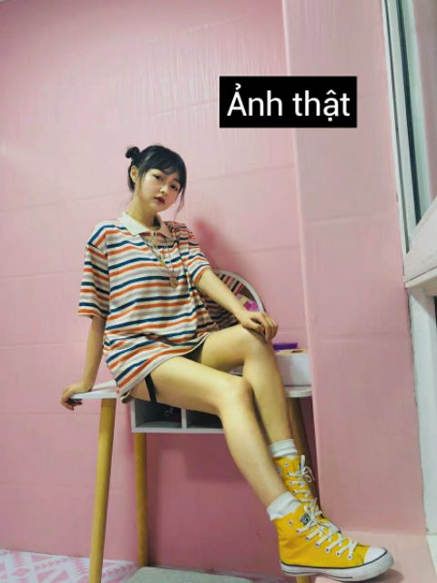 - Áo polo kẻ ngang ulzzang