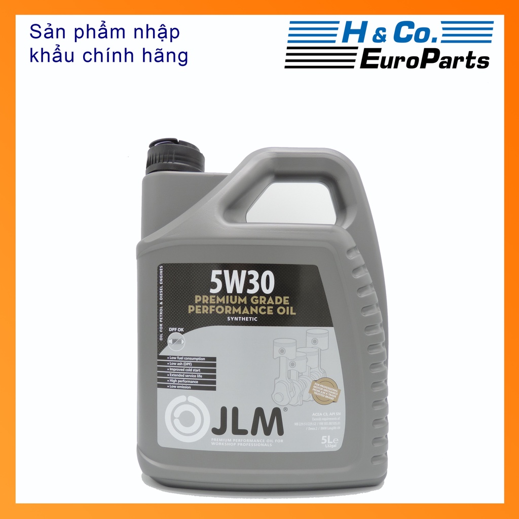 Dầu nhớt ô tô tổng hợp cao cấp JLM 5W30 do hãng JLM sản xuất, xuất xứ HÀ LAN - Can 5 lít dùng cho tất cả các dòng xe