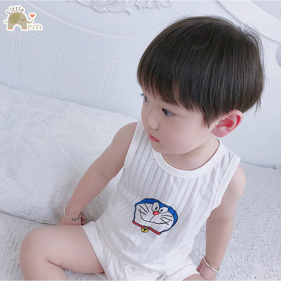 Bộ đồ bé trai/ bé gái Cotton xuất Nhật sát nách _ Doreamon / Maruko