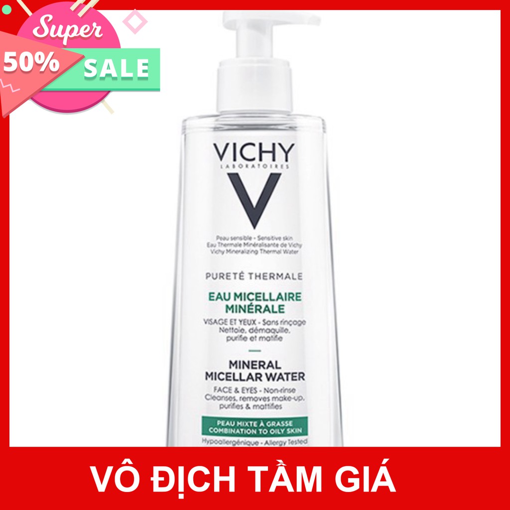 [CHÍNH HÃNG] Nước tẩy trang cho da bóng dầu, da hỗn hợp Vichy Mineral Micellar Water To Oily Skin 400ML