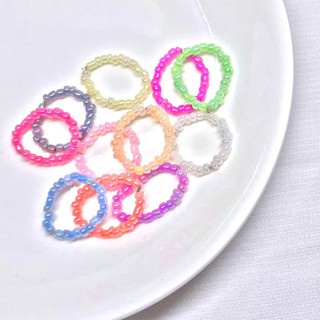 Nhẫn Hạt Cườm Trơn Màu Pastel-Handmade