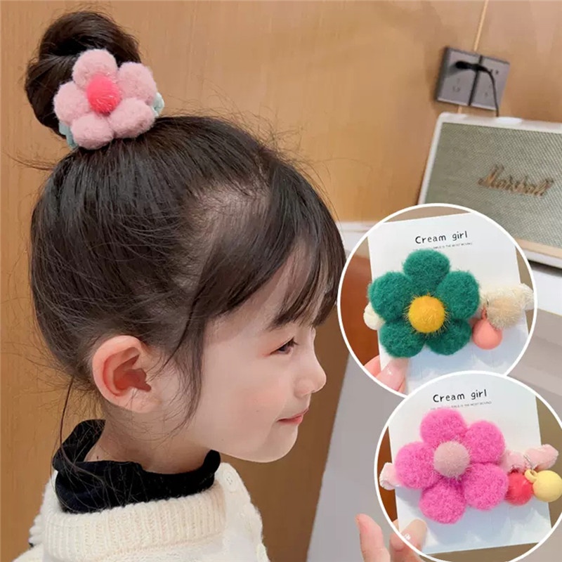 Dây Cột Tóc Co Giãn Đính Hoa Nhiều Màu Sắc Cho Nữ