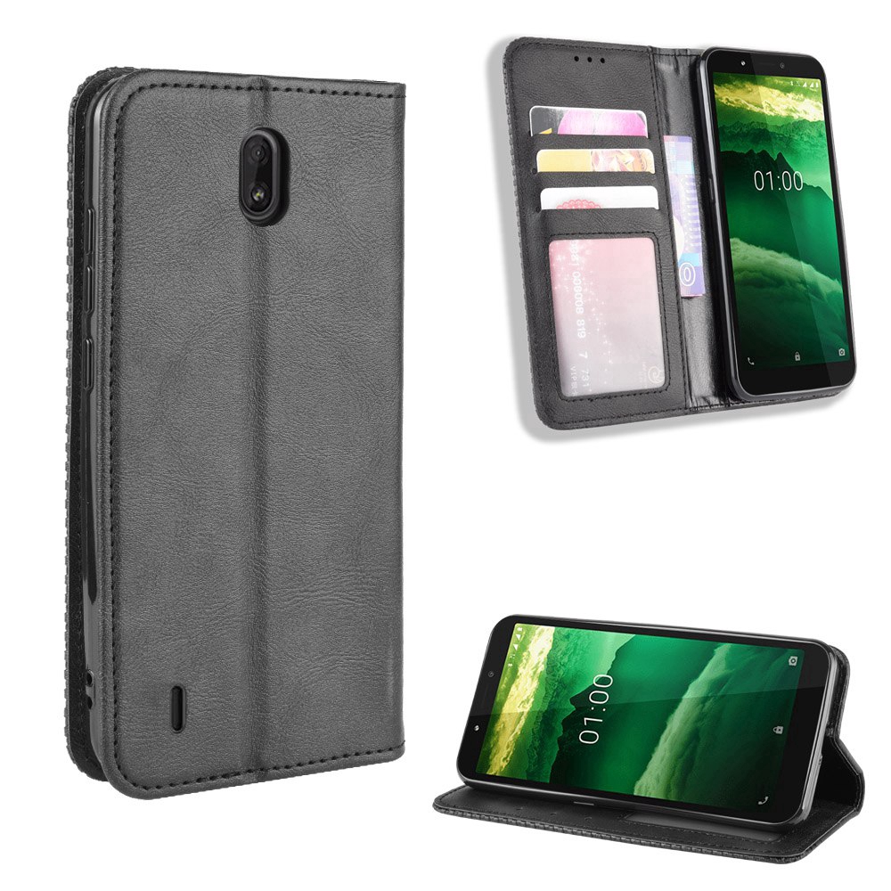 Bao da PU điện thoại nắp lật kèm ngăn đựng thẻ nam châm cho Nokia C1