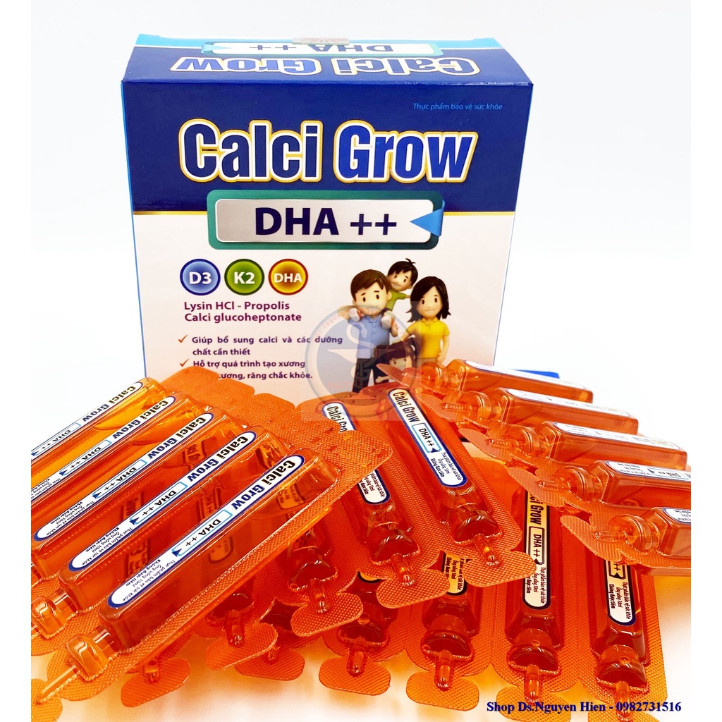 VIÊN BỔ SUNG CALCI GROW DHA++  - HỖ TRỢ BỔ SUNG CALCI VÀ KHOÁNG CHẤT -  HỘP 20 ỐNG