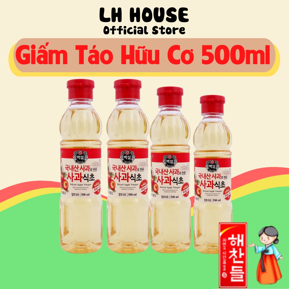 Giấm táo hữu cơ hàn quốc chai 500ml nhập khẩu chính hãng- Lh House Official Store