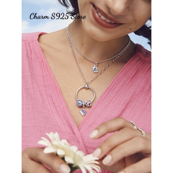 CHARM PAN ALE HOA PANSY MÀU XANH BẠC S925 CAO CẤP