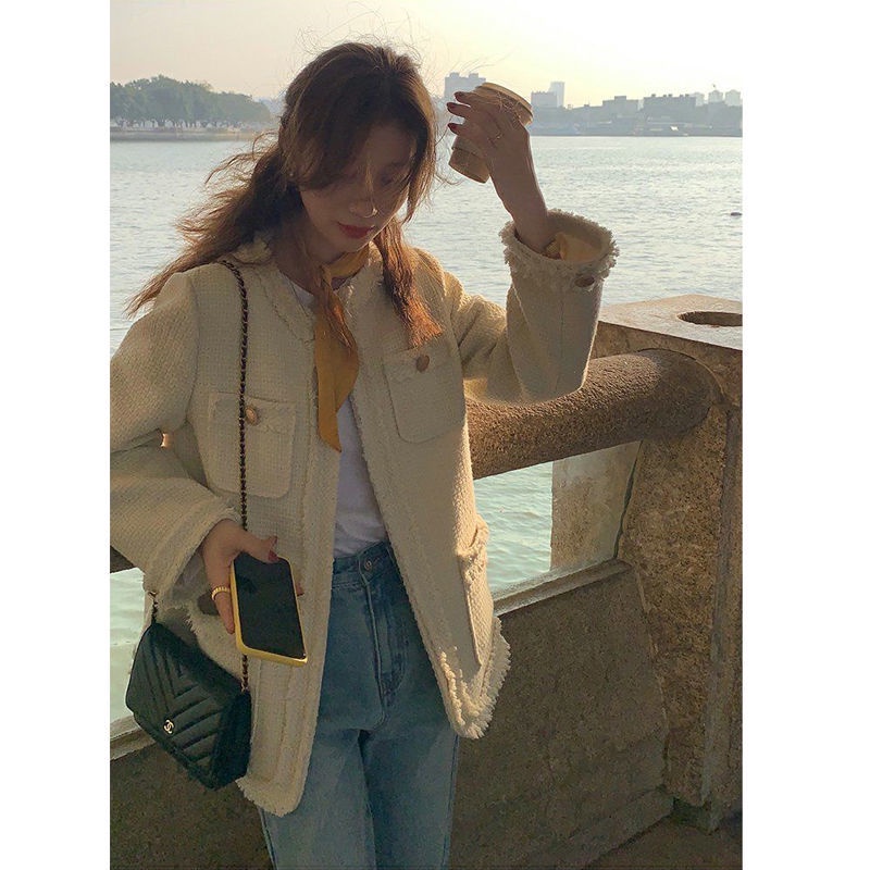 Áo Khoác cardigan Cổ Tròn Phong Cách Pháp Thời Trang Thu Đông Cho Nữ