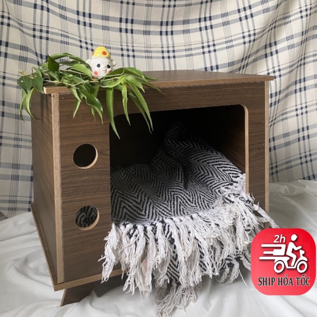 Pet house Nhà cho chó mèo cửa vuông Gỗ MDF 9mm Phủ melamin màu mẫu 3