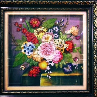 Tranh thêu ruy băng 55x55cm