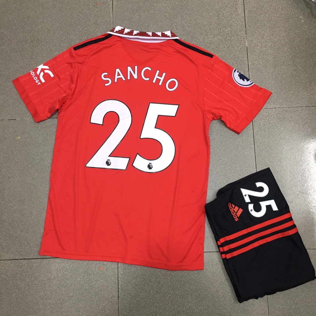 Bộ quần áo đá banh Ngôi sao SANCHO đỏ MU sân nhà 2023-font ngoại hạng