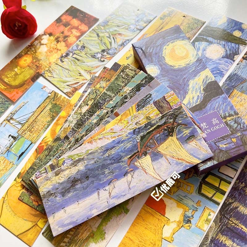 Bookmark Thẻ Đánh Dấu Sách Vở Tranh Nghệ Thuật Van Gogh, Monet Vintage Trang Trí Sổ Bullet Journal