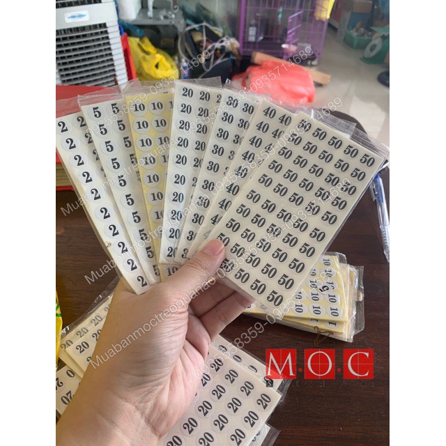 Bảng tem dán size các loại Sticker dán , quần áo,giày dép
