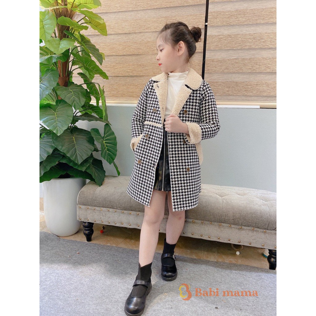 Áo Khoác Bé Gái Chất Dạ Lót Lông Cừu Dành Cho Bé Từ 15-33kg AD02