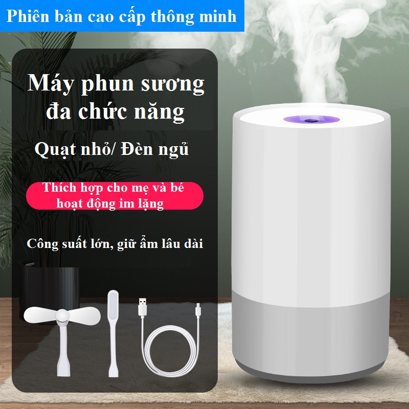 Máy phun sương tinh dầu tạo ẩm không khí và làm thơm phòng 3 trong 1 kèm quạt mini và đèn ngủ khohanggiare VN