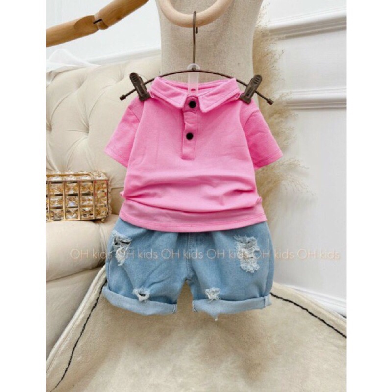 Áo cotton cá sấu cho bé trai/gái 10-25kg