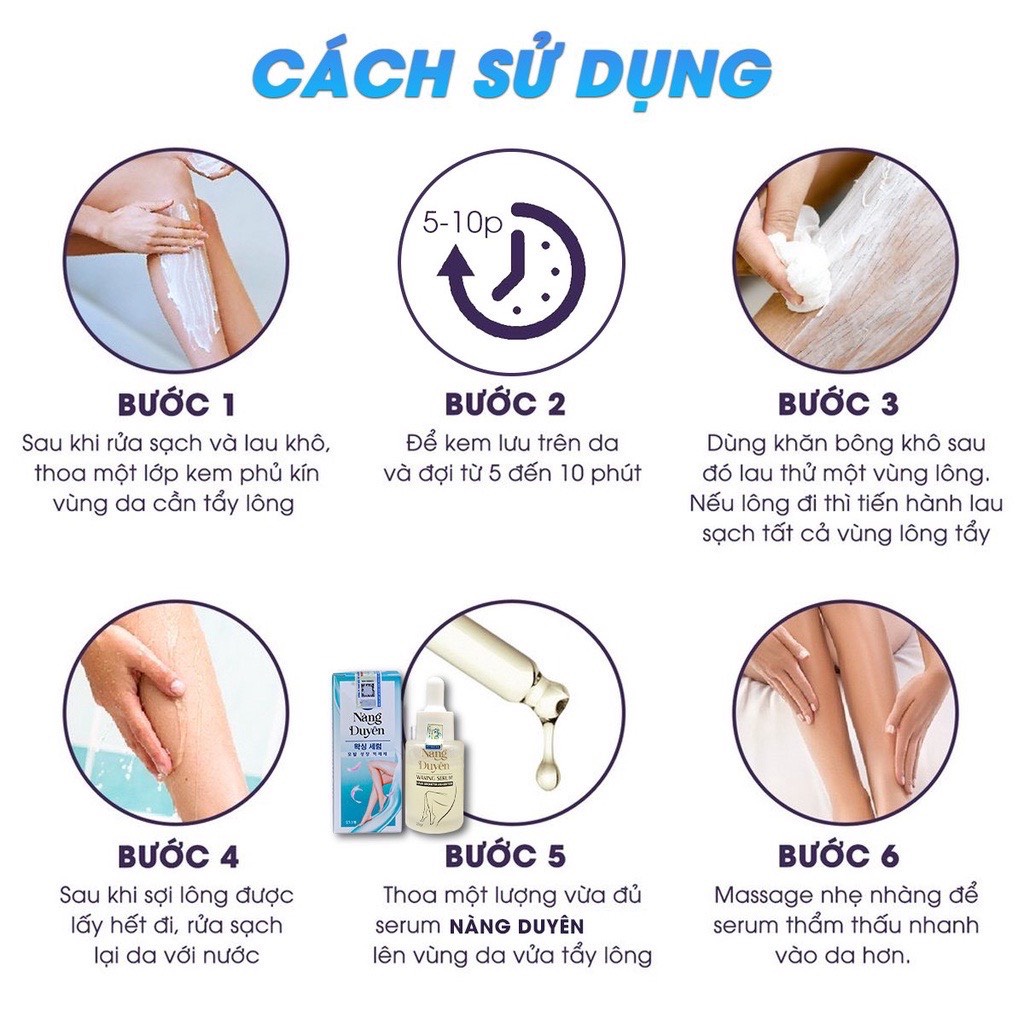 Serum triệt lông vĩnh viễn cao cấp Nàng Duyên , tẩy sạch lông , dưỡng sáng mịn da , ngăn lông mọc lại