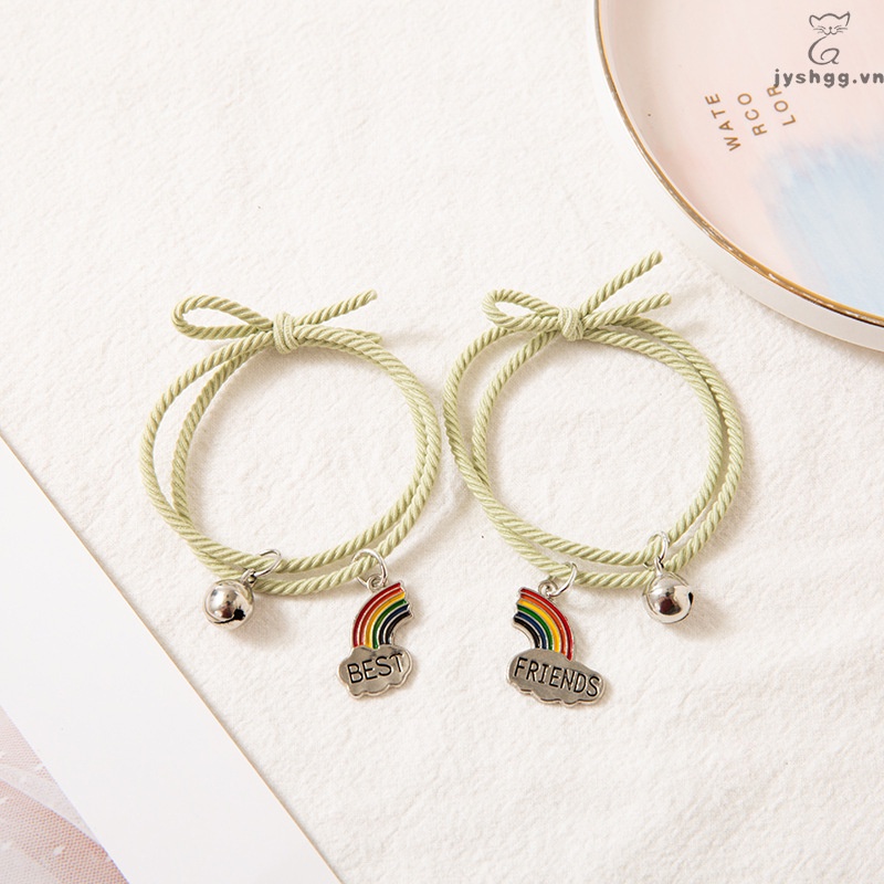 Vòng Tay Đính Chuông Và Đám Mây Màu Cầu Vồng Đơn Giản Cho Nữ Sinh