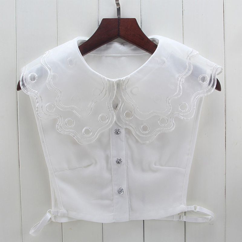 Cổ Áo Sơ Mi Giả Phối Ren Màu Trắng / Đen Thời Trang Cho Nữ