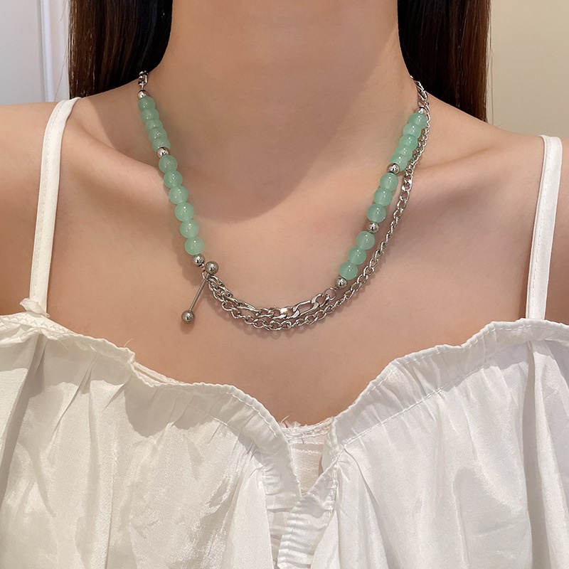 Dây Chuyền Mặt Đá Xanh Bạc Hà  191205Dây Chuyền Thiết Kế Độc Đáo Phong Cách Hip Hop Cá Tính