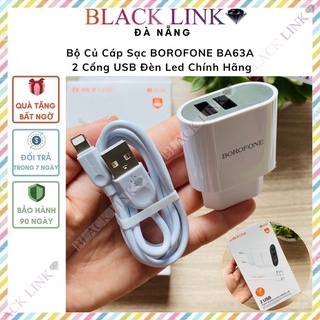 Bộ Củ Cáp Sạc IP 2.4A BOROFONE BA63A 2 Cổng USB Đèn Led Chính Hãng – Cốc Sạc IP Táo Pin Dự Phòng Tai Nghe Bluetooth I12