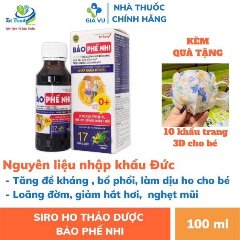 Siro Ho Cảm Thảo Dược Bổ Phổi, Tăng Đề Kháng, Giảm Ho, Tan Đàm, Hắt Xì Cho Bé Bảo Phế Nhi Tất Thành
