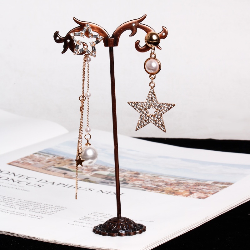 Khuyên tai dài mạ bạc 925 đính đá và ngọc trai xinh xắn thời trang cho nữ