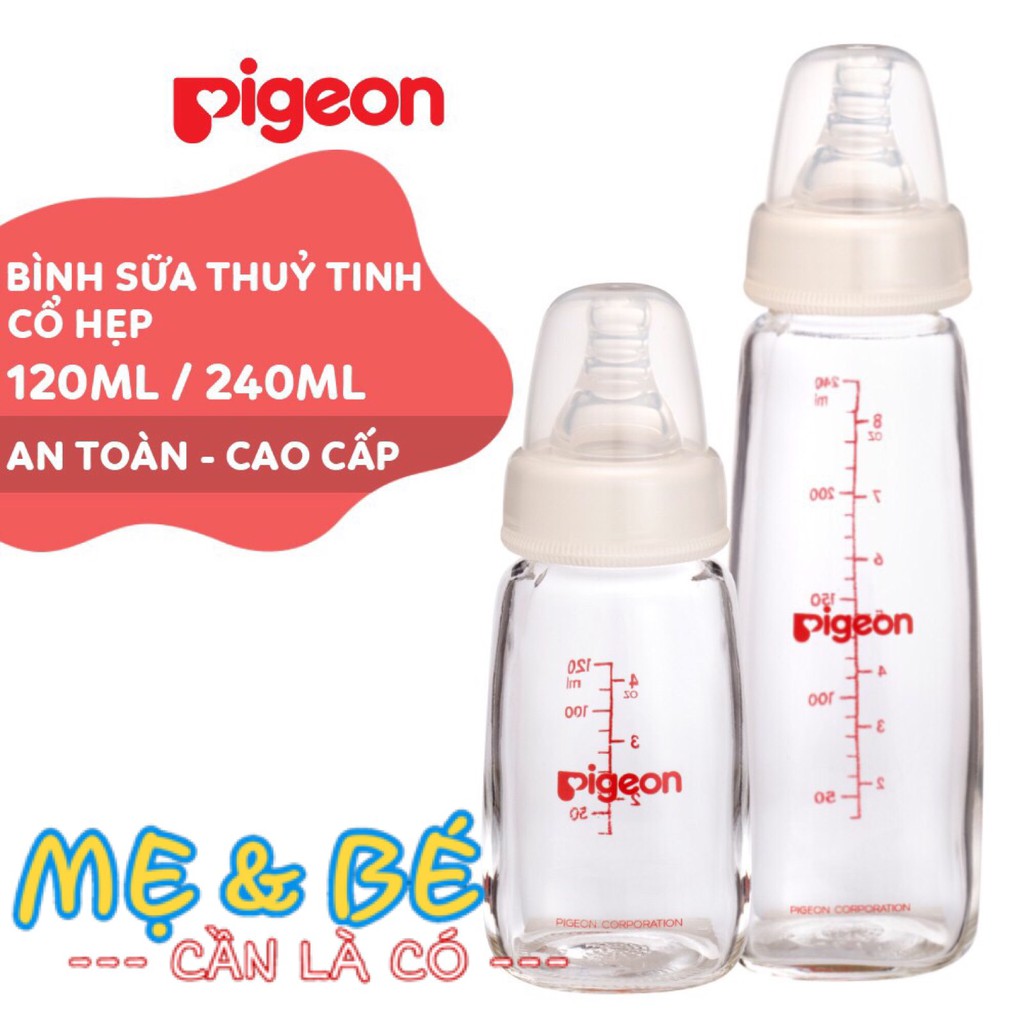 Bình Sữa Thủy Tinh Pigeon Cổ Hẹp 120ml/240ml