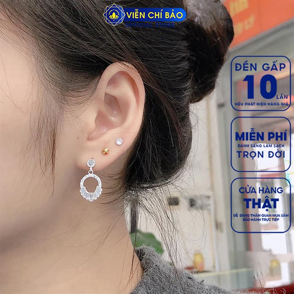 Bông tai bạc Nữ Hoàng chất liệu bạc 925 thời trang phụ kiện trang sức nữ Viễn Chí Bảo B400077