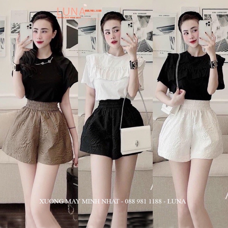 QUẦN ĐÙI XỐP PHỒNG IN HOA NỔI
