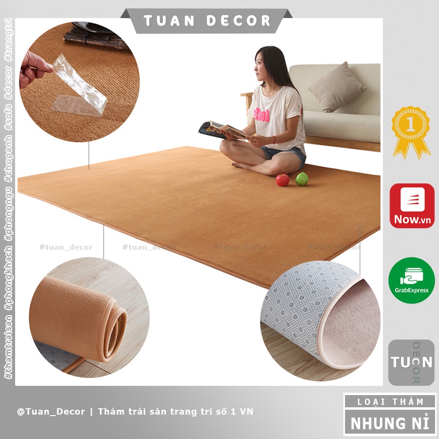 Thảm tròn trải sàn trang trí phòng khách Nhung Nỉ cao cấp size 80cm | 1m giá rẻ