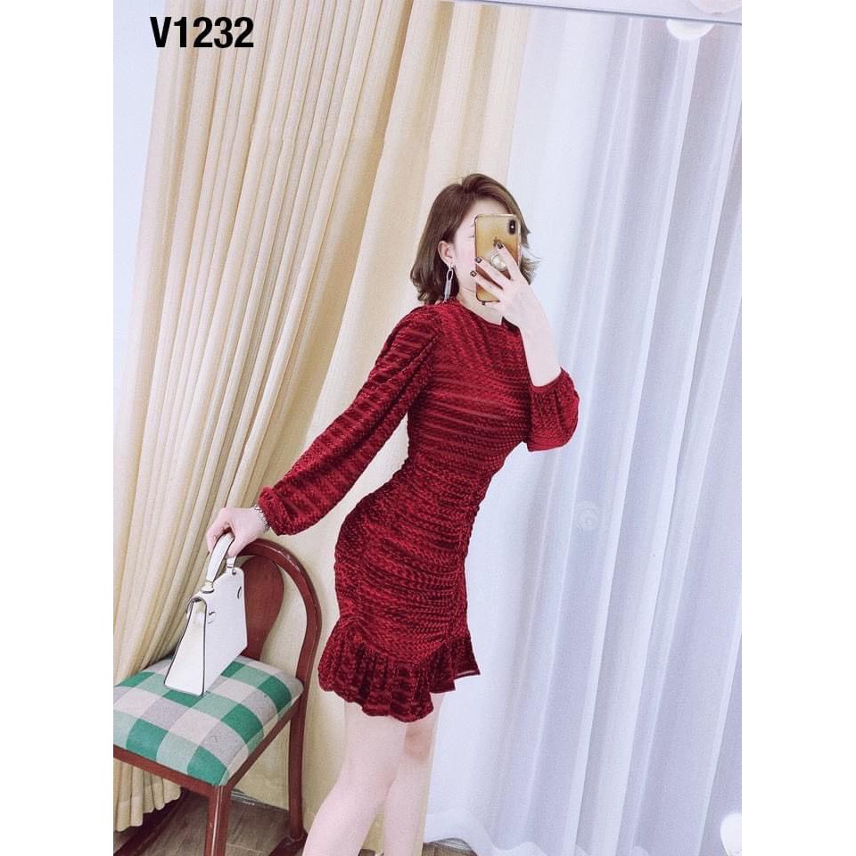 Váy Nhung Nữ Đầm Dáng Ôm, Đầm Nhún Thân Eo Body Chất Nhung Mềm 2 Lớp Hàng Quảng Châu Cao Cấp Đơn Giản Sang Trọng. | BigBuy360 - bigbuy360.vn