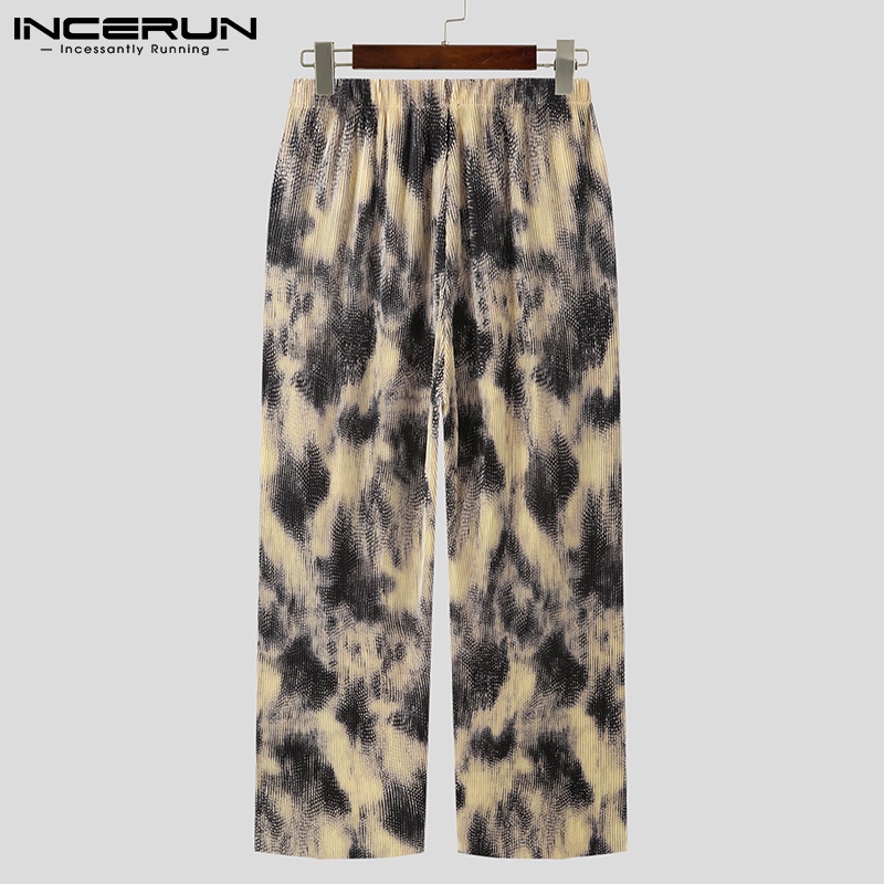 Quần baggy INCERUN ống rộng màu loang hợp thời trang cho nam