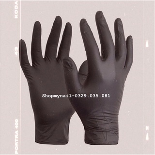Găng tay đen không bột dùng trong phun xăm,nails,spa hộp 50 đôi 100 chiếc