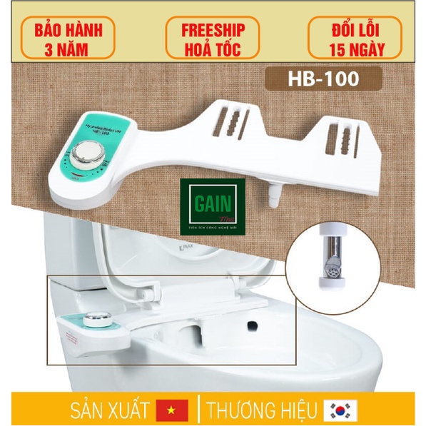 Vòi rửa vệ sinh thông minh Hyundae Bidet HB100, BH 3 Năm, đổi lỗi 15 ngày, Linh Kiện Nhập Khẩu 100% Hàn Quốc