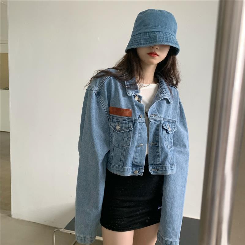 Áo Khoác Jeans Lửng Phong Cách Hàn Quốc Thời Trang Cho Nữ