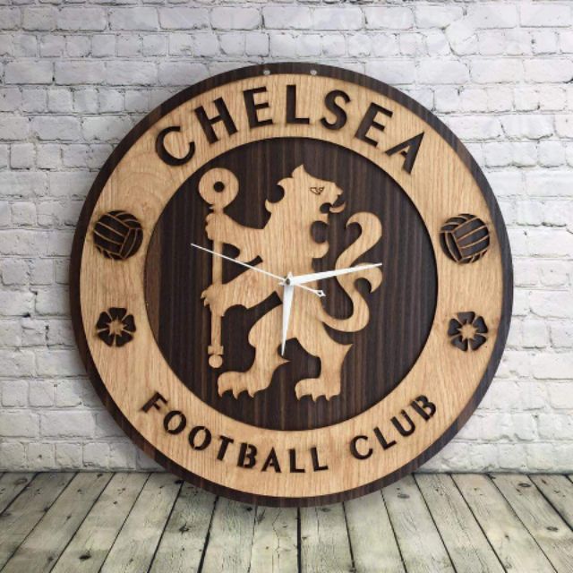 Đồng Hồ Các Câu Lập Bộ Bóng Đá Bằng Gỗ Treo Tường Decor ( FC Chelsea)