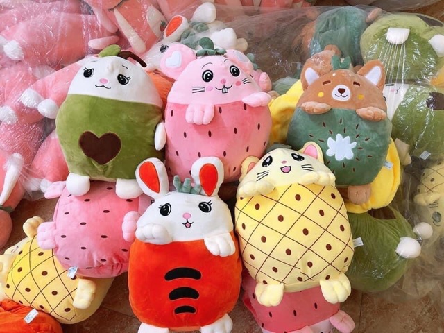 SET CHĂN GỐI VĂN PHÒNG 2 IN 1 HÌNH THÚ HOA QUẢ KUTE