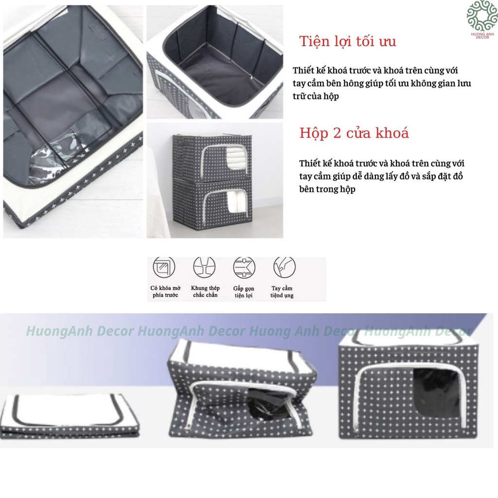 Túi đựng quần áo khung thép 88l Gấp gọn tiện lợi,hộp đựng chăn màn gấp gọn Hương Anh Decor