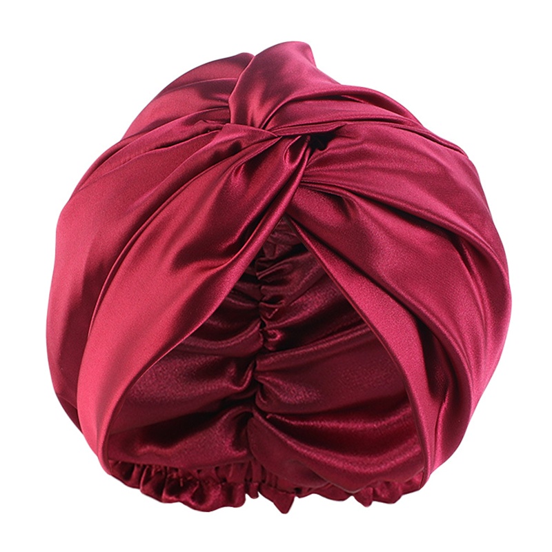 Brroa Mũ Ngủ Vải Lụa Satin Thắt Nút Đôi Co Giãn Thoải Mái Cho Nữ Hea