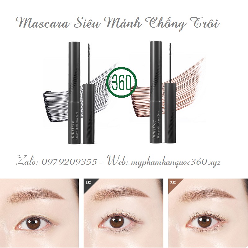 Mascara Siêu Mảnh Lâu Trôi Innisfree Skinny Microcara Zero [waterproof] 3.5g